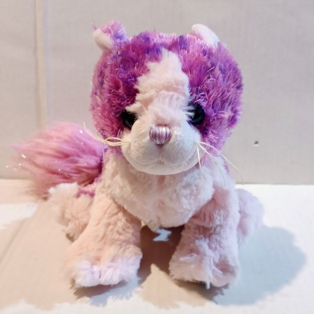 Ganz Webkinz Pom Pom Kitty Plush-HM444-2010-Retired-Pink/Purple-8"-No Code